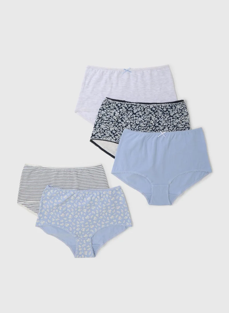 Matalan Blue 5 Pack Blue Printed Full Knickers for Women | Best Price UAE